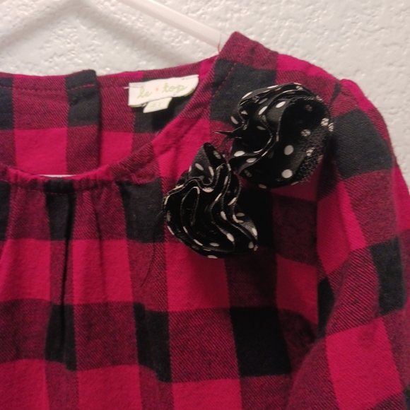 Le Top Little Girl Dress Toddler Size 4T Red Black Plaid Christmas Dress - Picture 2 of 5